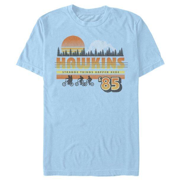 ストレンジャー・シングス Tシャツ Stranger Things Retro Hawkins Bikers Light Blue