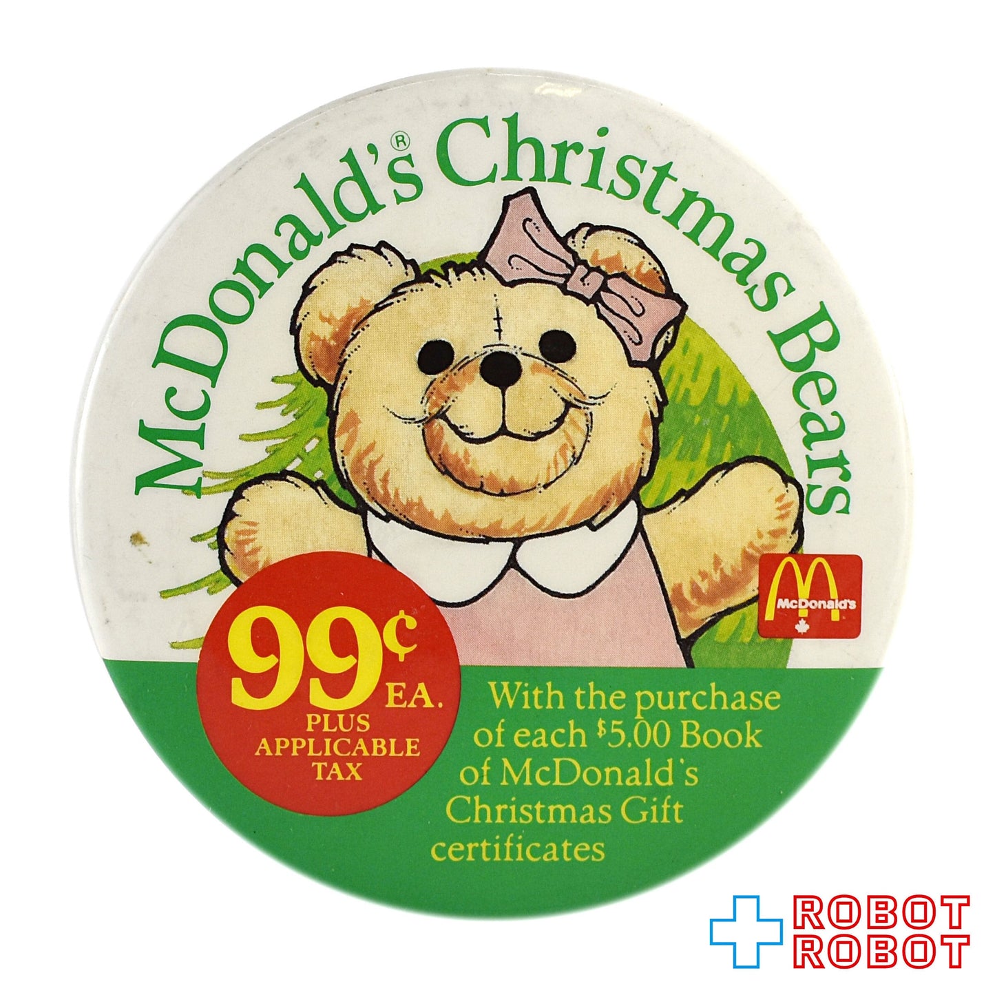 マクドナルド カナダ 缶バッジ クリスマスベア