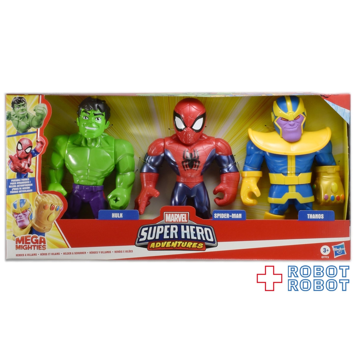 マーベル ヒーローズ メガマイティーズ アイアンマン ハルク サノス アクションフィギュア 3パック