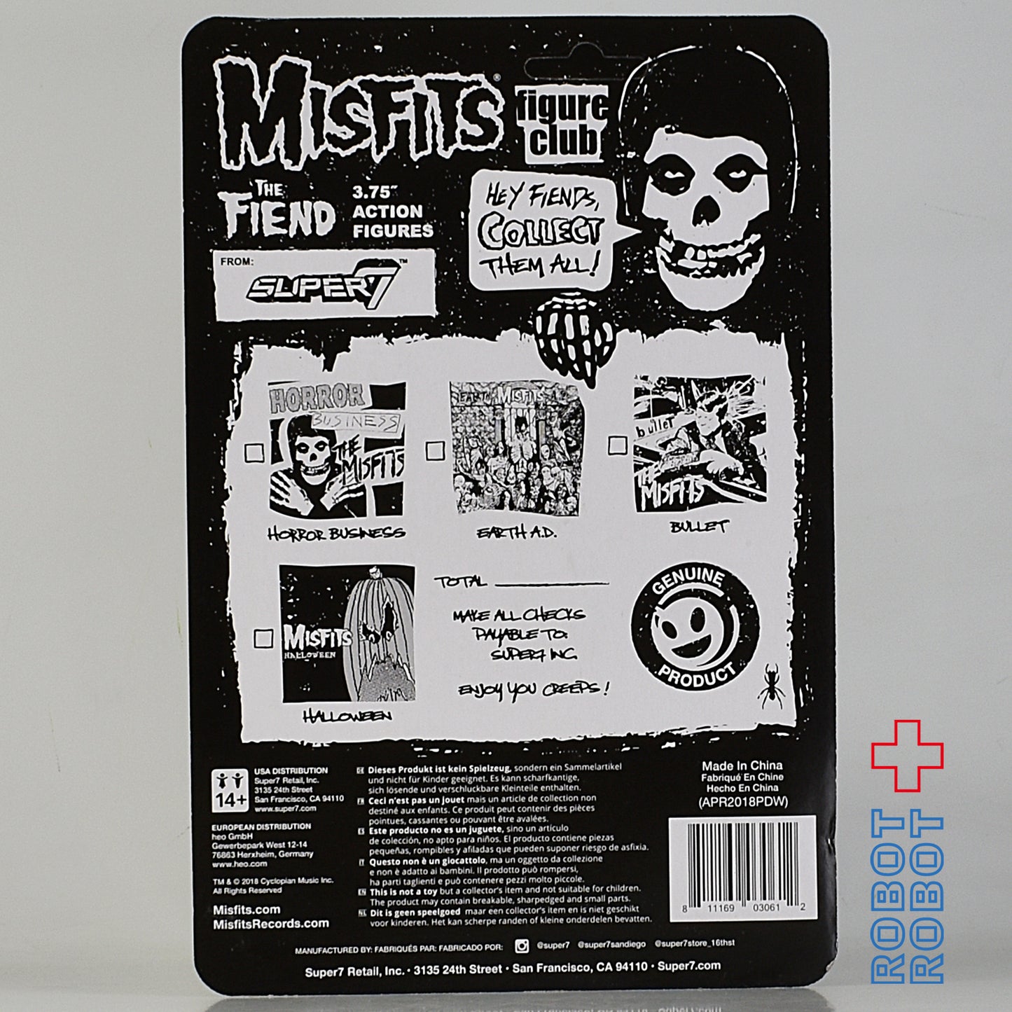 リ・アクション ミスフィッツ ブリットブラッドスプラッタードフィエンド 3.75インチ アクションフィギュア 未開封