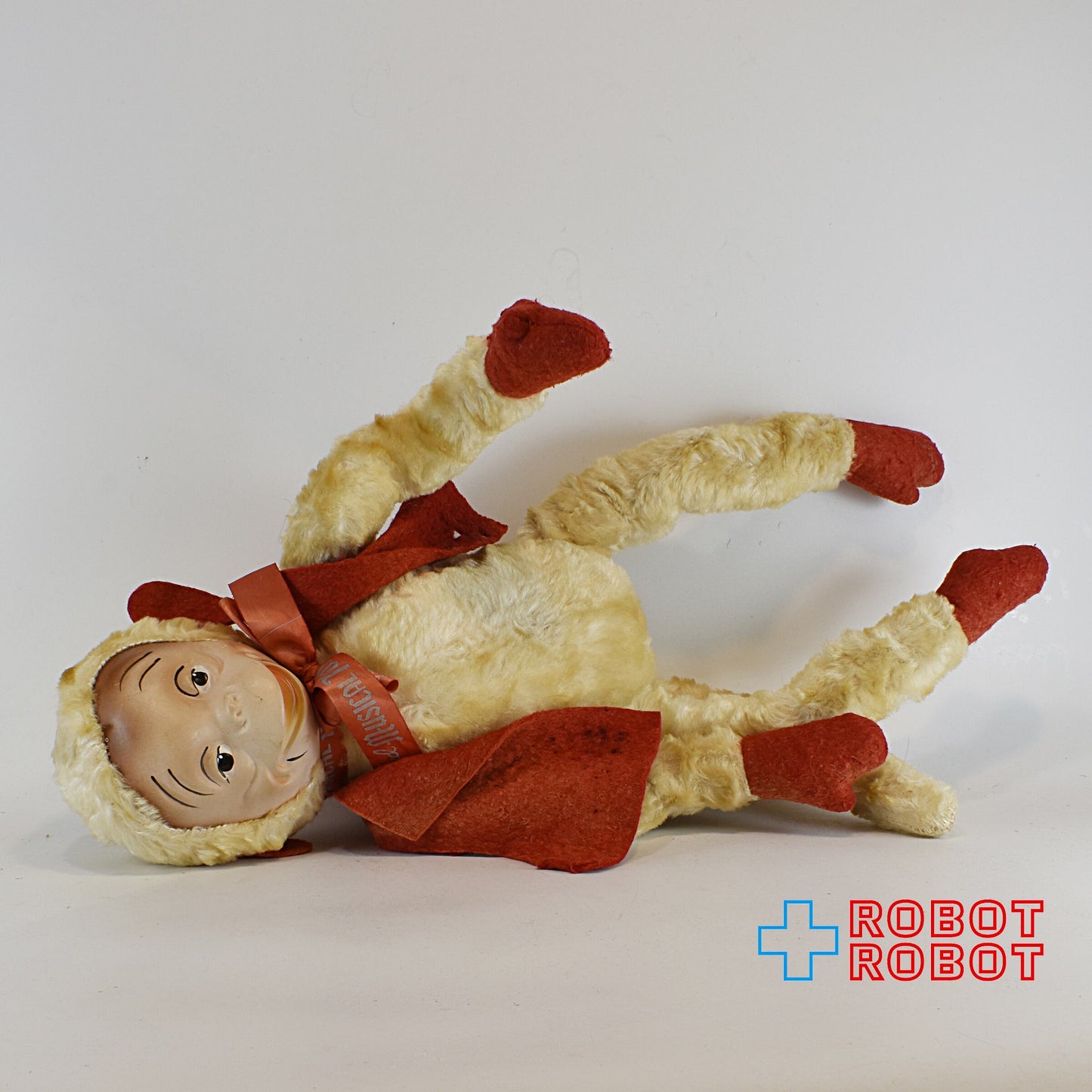 ガンド社 お猿 ミュージカルトイ ソフビ顔のぬいぐるみ人形