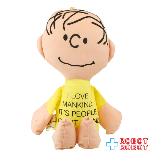 デターマインド社 ピーナッツ ライナス "I LOVE IT, AND IT’S PEOPLE I CAN’T STAND."  ビーンバッグ ぬいぐるみ 1980年代 メイドイン香港