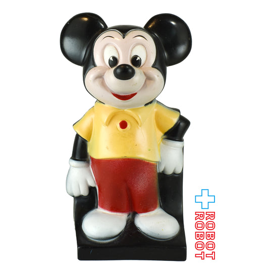 ディズニー ミッキーマウス 黄シャツ 艶無し ソフビ貯金箱 プレイパル社 ※底蓋欠