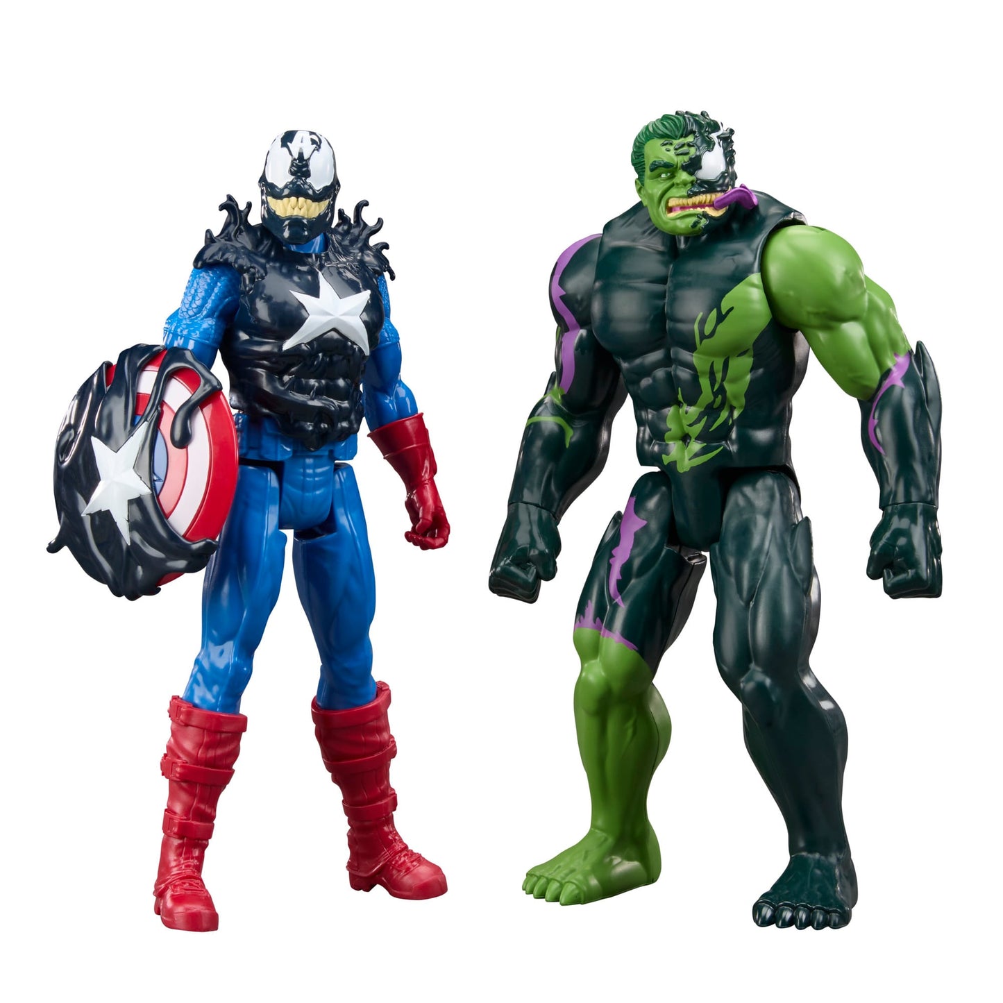 ハズブロ マーベル タイタンヒーローシリーズ アベンジャーズ ヴェノマイズド キャプテン・アメリカ & ヴェノマイズド ハルク 12インチ アクションフィギュア 未開封
