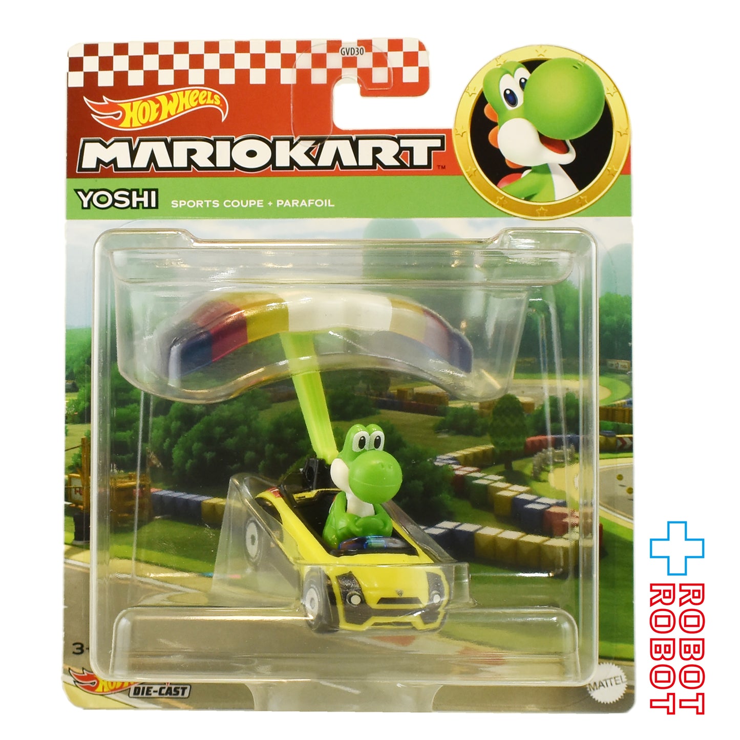 ホットウィール マリオカート ヨッシー スポーツ・クーペ ＋ パラフォイル ダイキャストカー 国内版 未開封