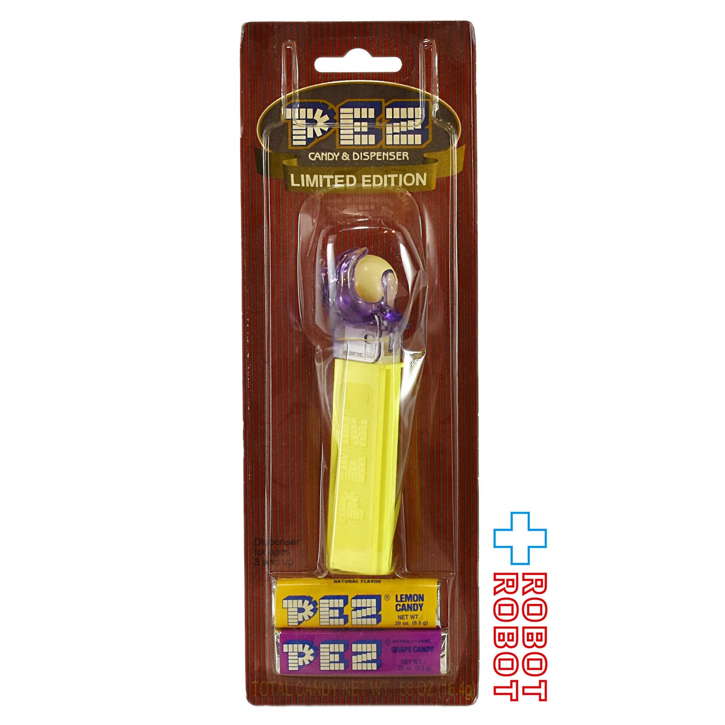 PEZ サイケデリックアイ クリスタルハンド 限定版 クリアパープル手/黄ステム 未開封