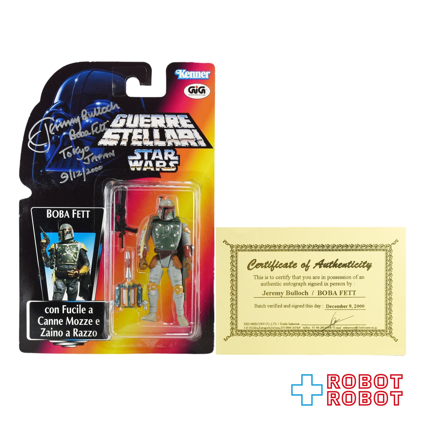 スター・ウォーズ POTF2 レッドカード ボバ・フェット サイン入り 保証書付 イタリアGIG版 3.75インチ アクションフィギュア 未開封