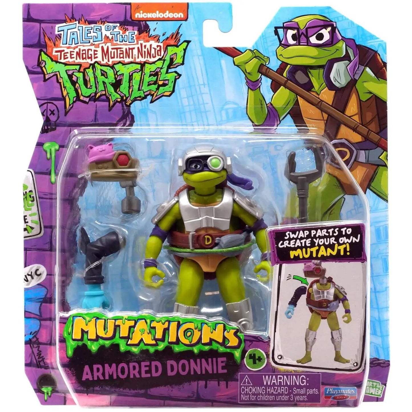 プレイメイツ テイルズ・オブ・ティーンエイジ・ミュータント・ニンジャ・タートルズ  ミューテーションズ MIX 'N MATCH アーマード・ドナテロ 4.5インチ ベーシックフィギュア 未開封