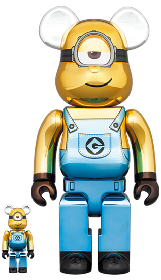 メディコム BE@RBRICK ベアブリック 100％ & 400% ミニオンズ スチュアート クローム Ver 未開封 ４号店商品