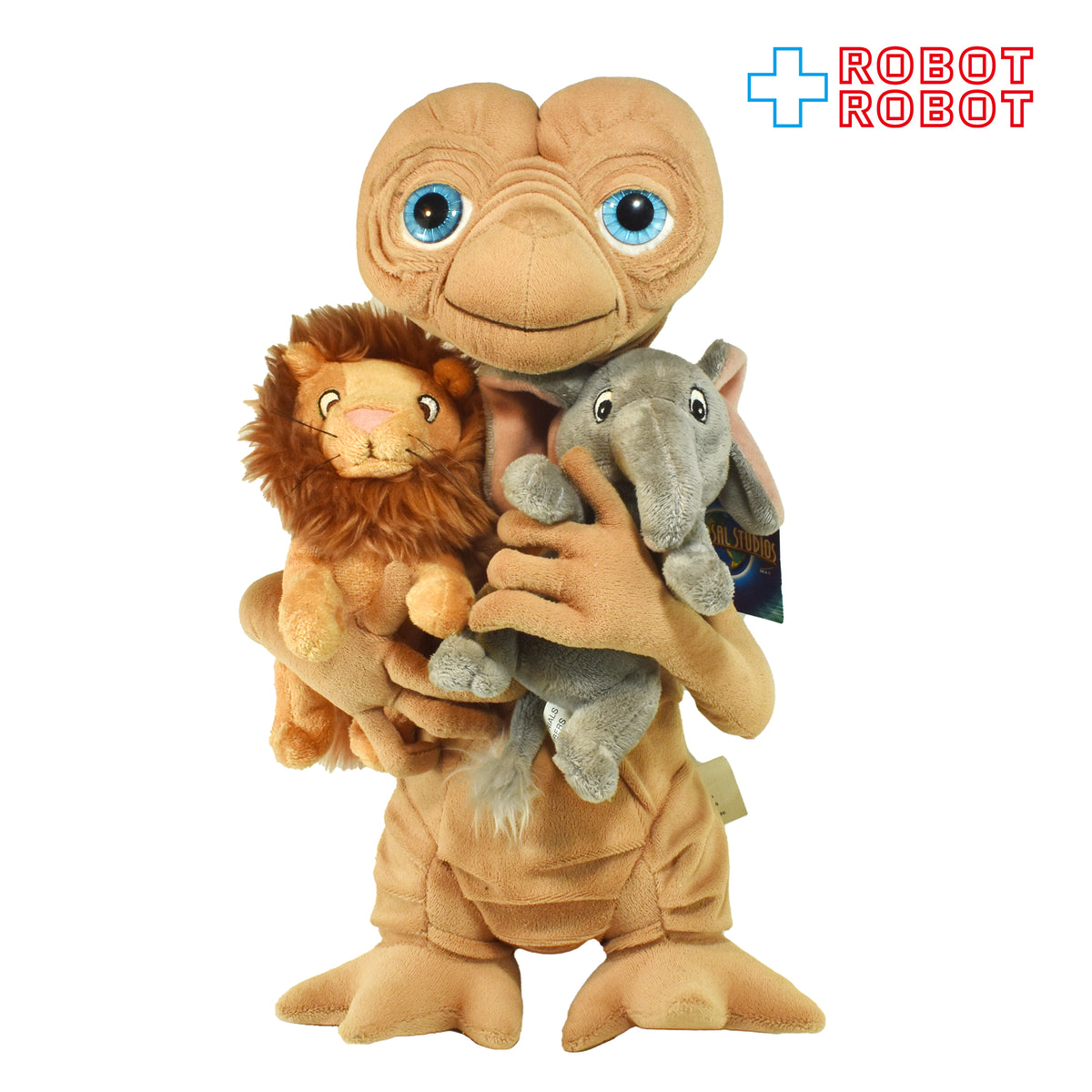 USJ E.T. ぬいぐるみ w/ライオンとゾウのぬいぐるみ ぬいぐるみ人形 40センチ 紙タグ付き