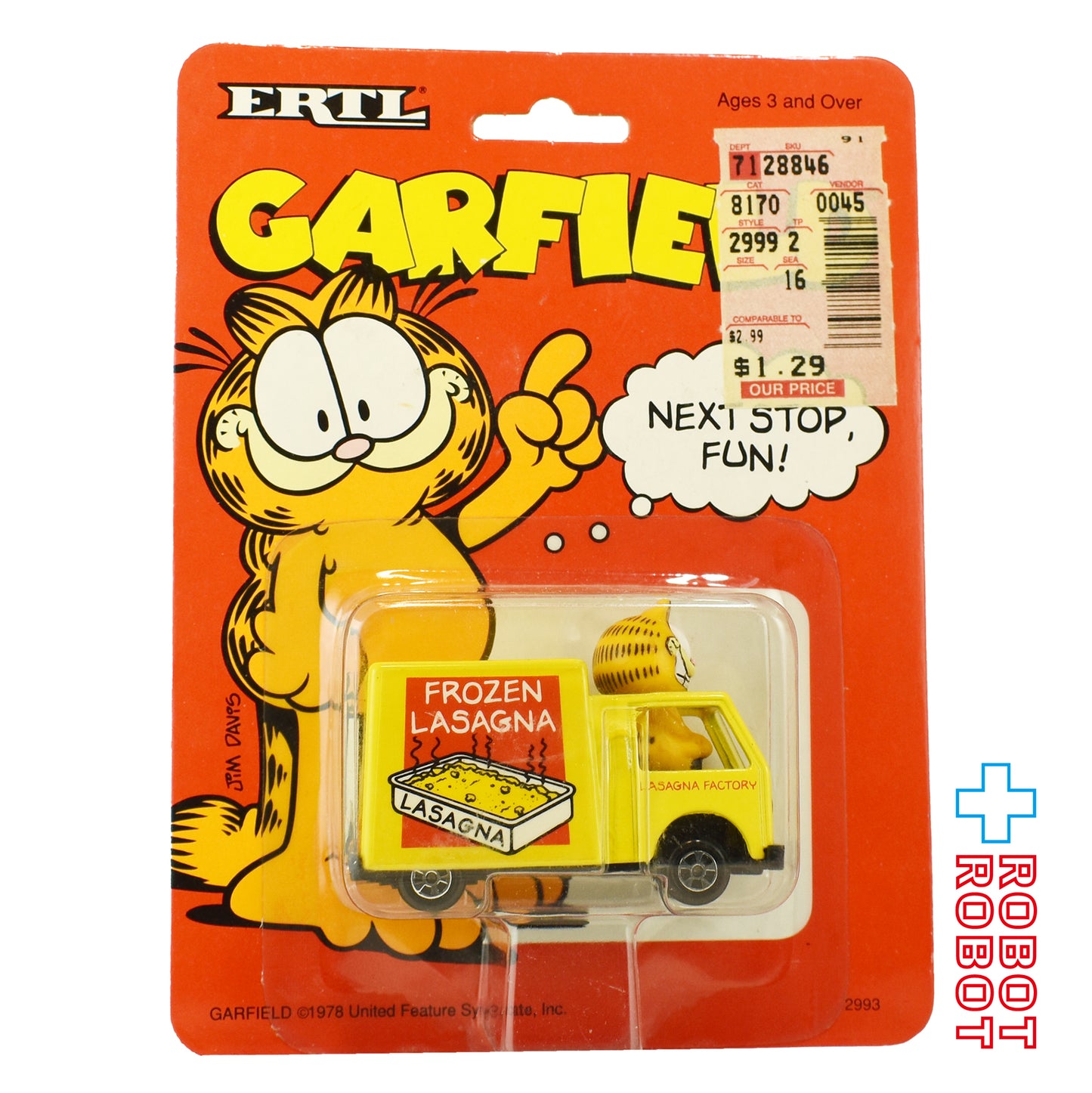 ERTL ガーフィールド NEXT STOP, FUN! ダイキャストカー 1990 未開封