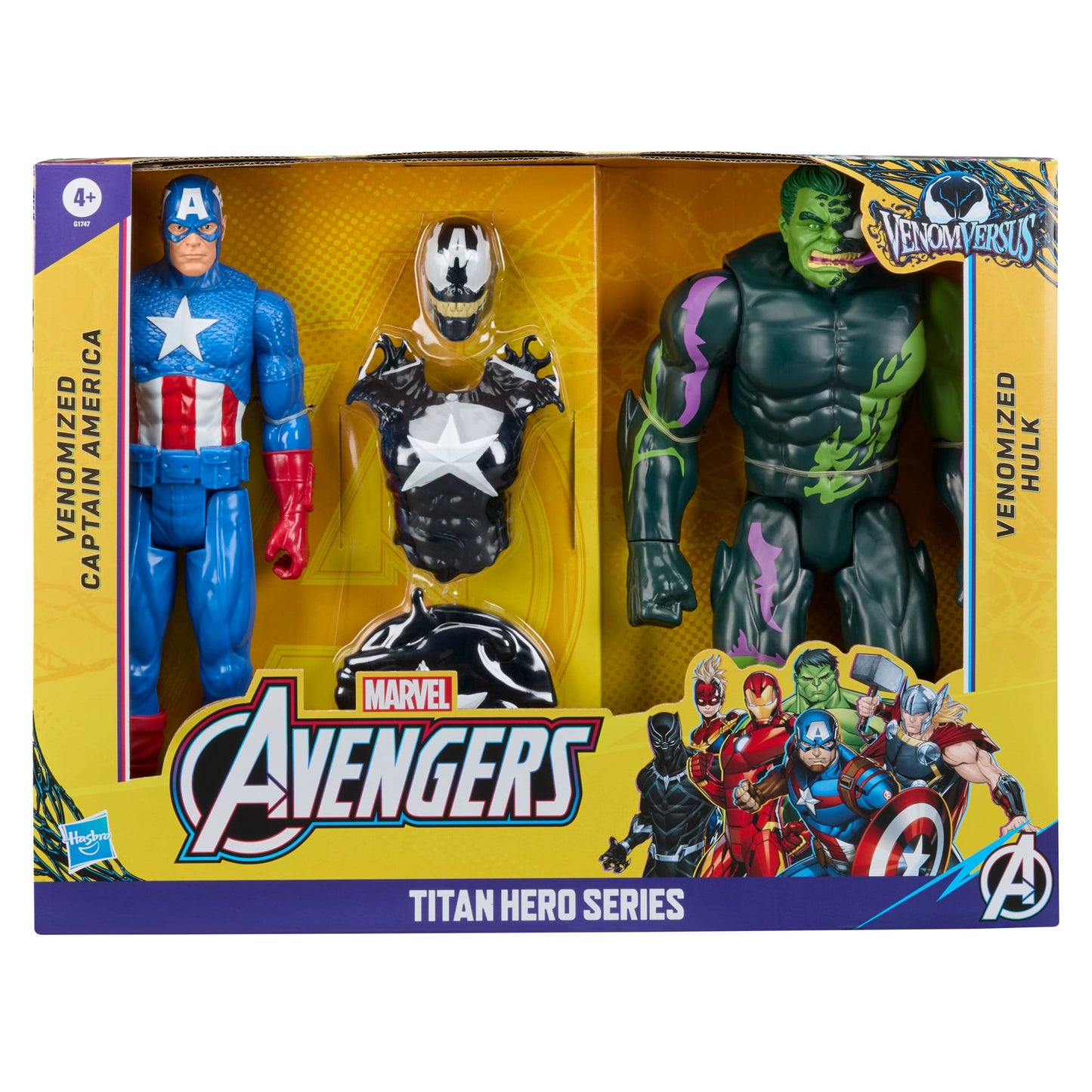 ハズブロ マーベル タイタンヒーローシリーズ アベンジャーズ ヴェノマイズド キャプテン・アメリカ & ヴェノマイズド ハルク 12インチ アクションフィギュア 未開封