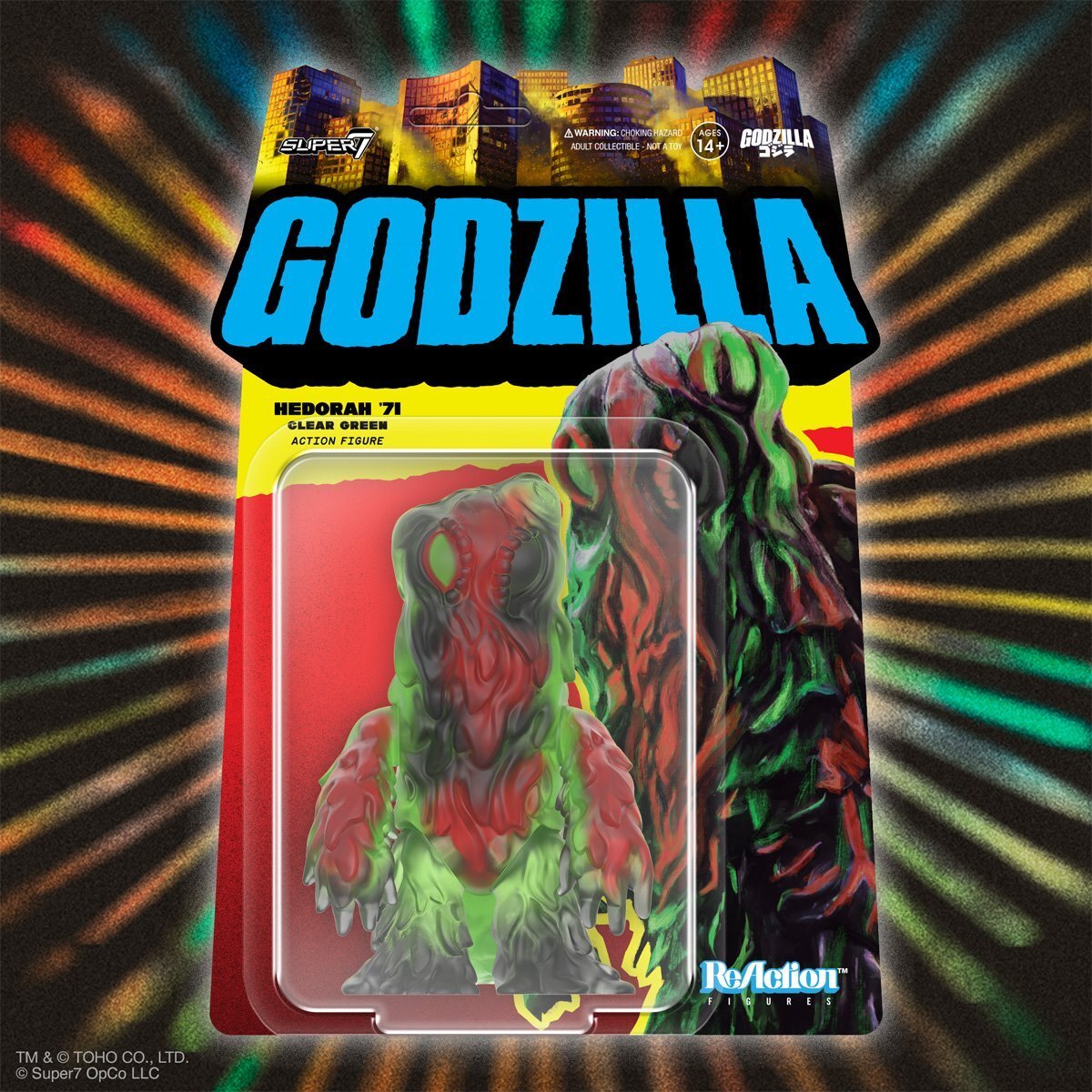 スーパー7 リ・アクション 東宝ゴジラ怪獣 ヘドラ (クリアグリーン) アクションフィギュア 3.75インチ 未開封
