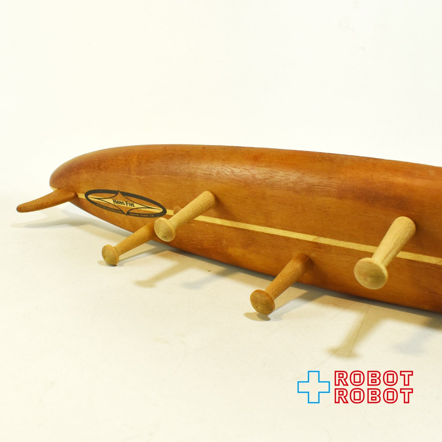 オースティン・ウッドワーク製 ハング・ファイブ サーフボード型 ハット/コート 木製ラック