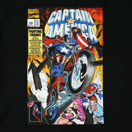 マーベル キャプテン・アメリカ コミック グラフィック ブラック Tシャツ Lサイズ