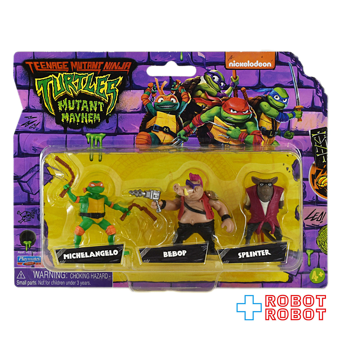 プレイメイツ タートルズ ミュータント・パニック！ TMNT ミケランジェロ / ビーバップ / スプリンター ミニフィギュア ３パック 未開封