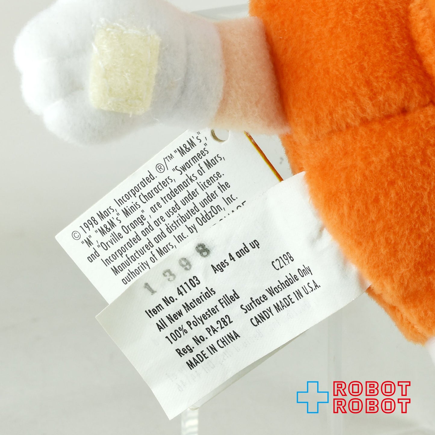 M&M's ミニズ サワーミーズ プラッシュ コレクティブル オレンジ エムアンドエムズ ぬいぐるみ人形 1998 紙タグ付き