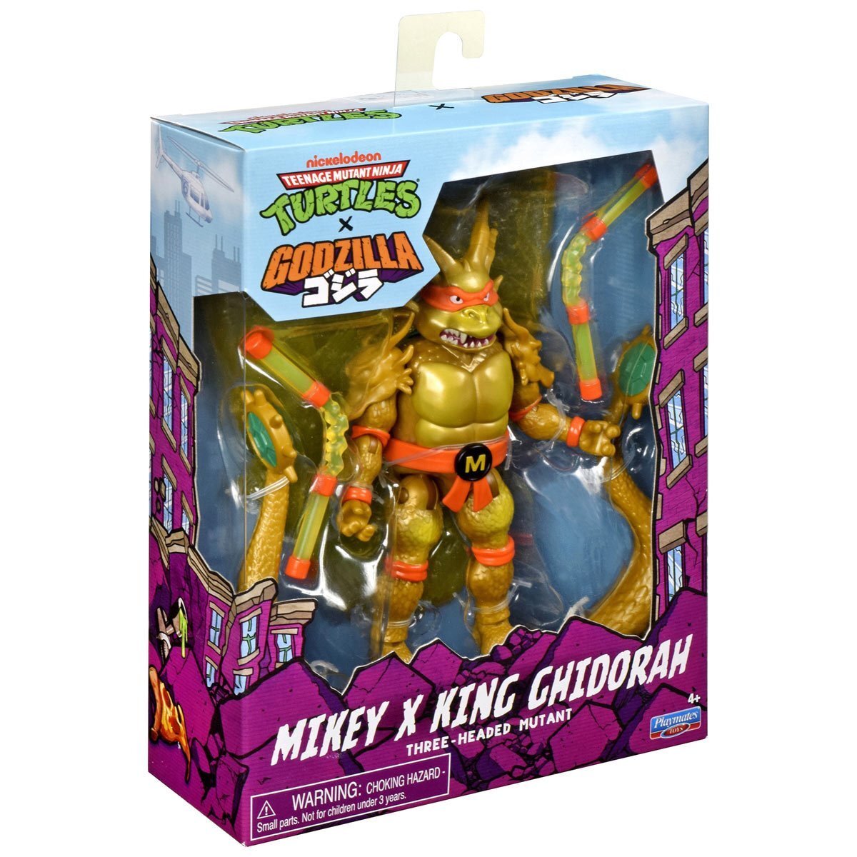 プレイメイツ ティーンエイジ・ミュータント・ニンジャ・タートルズ TMNT x ゴジラ ウェーブ1 ミケランジェロ as キングギドラ アクションフィギュア 未開封