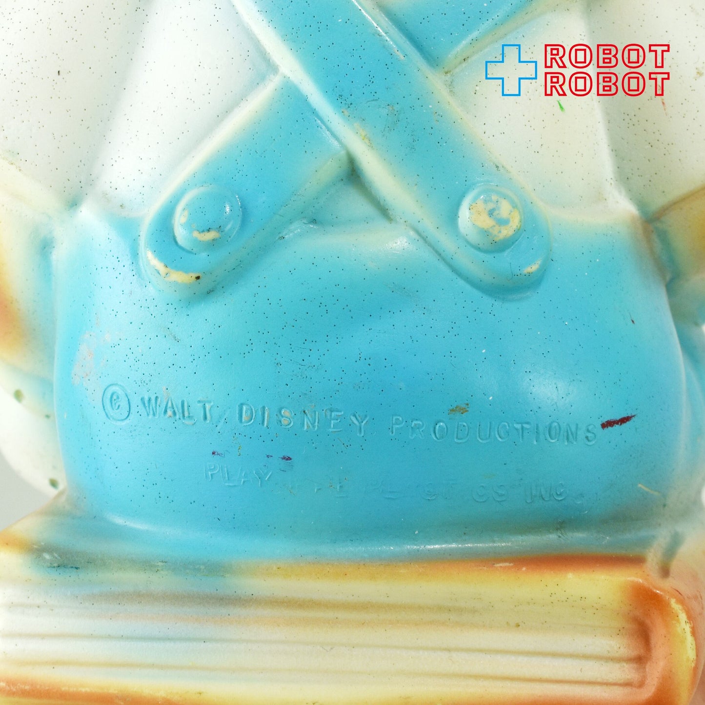 プレイパル社 ディズニー ピノキオ ラージ 珍色？ 水色帽子黄色羽 ソフビ貯金箱 バンク フィギュア ※底蓋なし