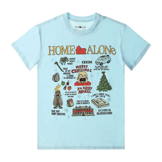 HOME ALONE ホーム・アローン ケヴィン 落書き グラフィック Tシャツ ブルー Lサイズ