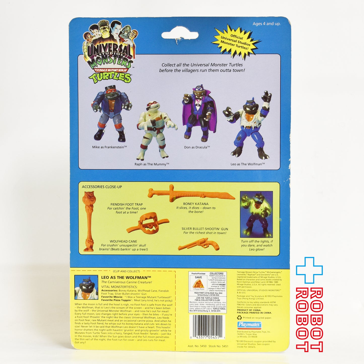 プレイメイツ  ニンジャ・タートルズ レオ as ウルフマン 狼男 アクションフィギュア 1993 未開封