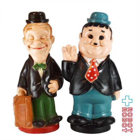 ※難あり：プレイパル ローレル & ハーディ ソフビ貯金箱 セット 1972