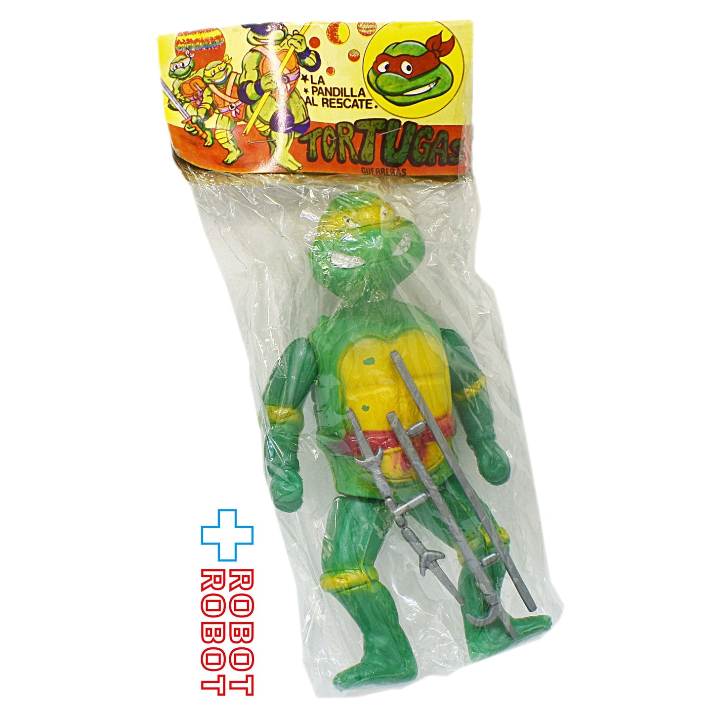 メキシコ製 タートルズ TMNT 赤ベルト 黄色マスク ポリ製アクションフィギュア