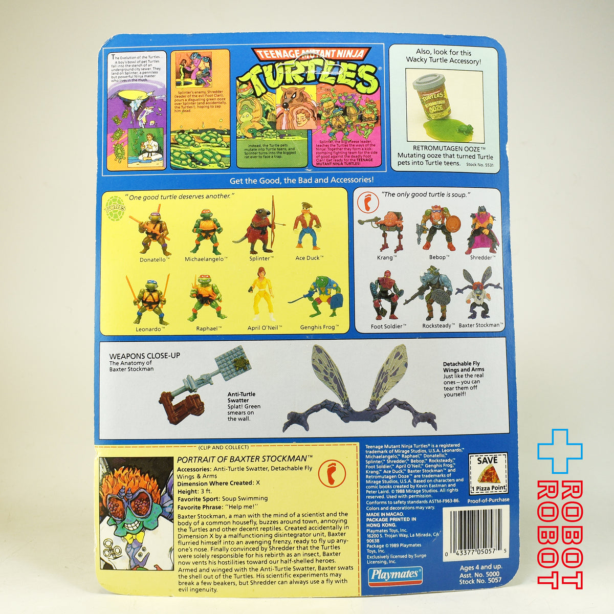 プレイメイツ タートルズ TMNT バクスター・ストックマン 14バック 4インチ アクションフィギュア 1989 未開封