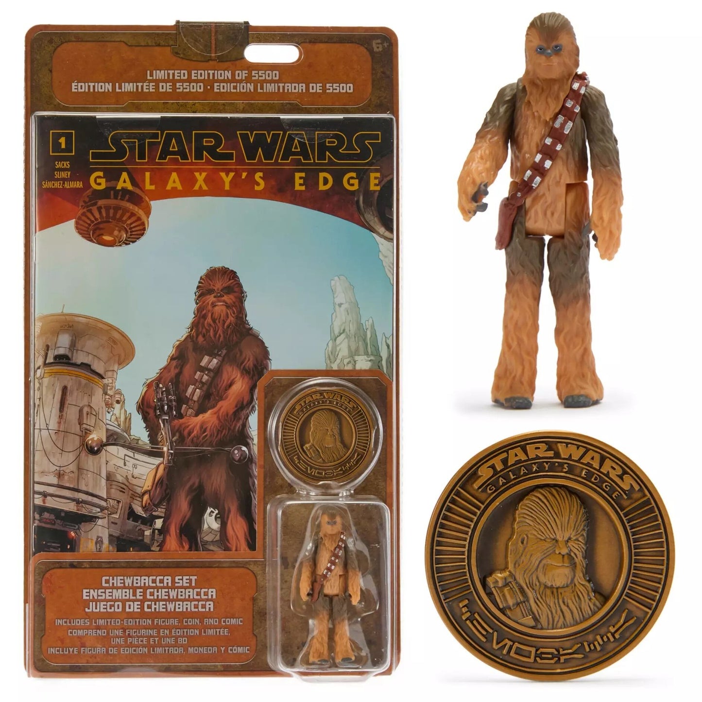 スター・ウォーズ ギャラクシーズ・エッジ チューバッカ アクションフィギュア,コミックブック,コイン セット 未開封