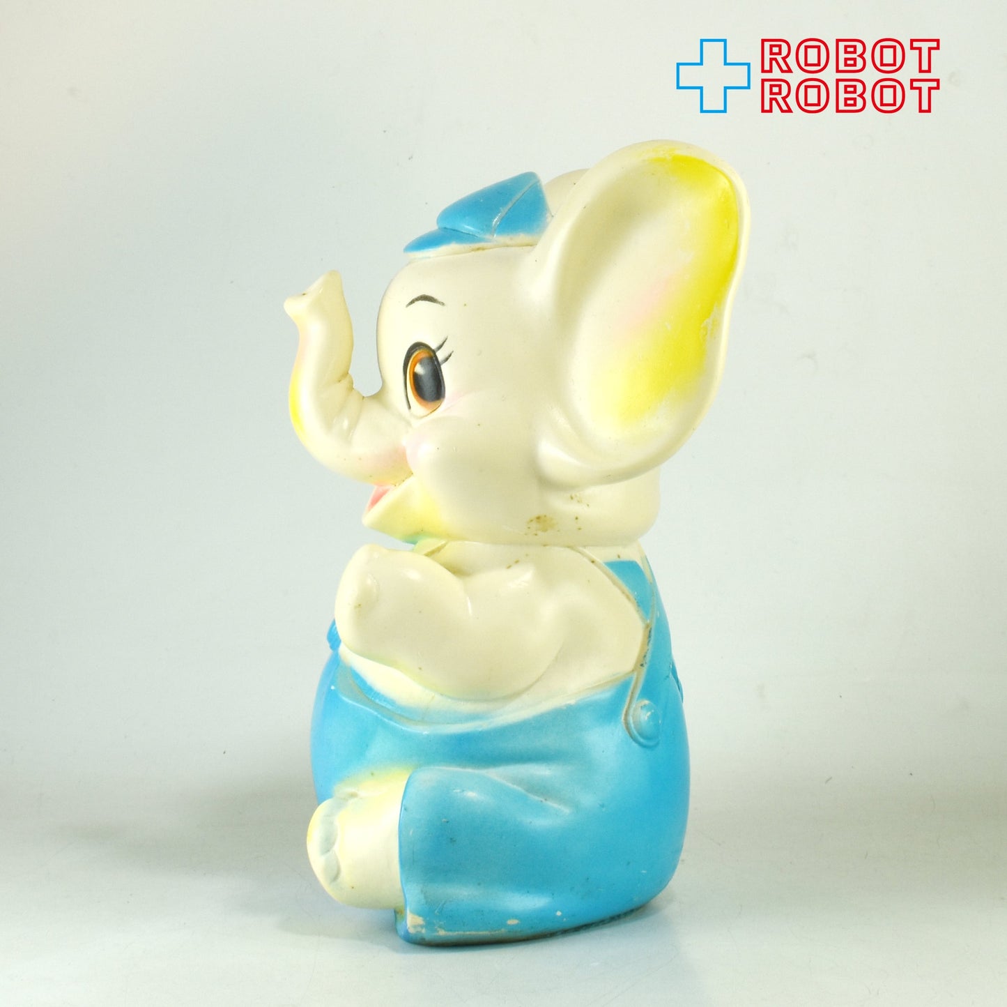 サニトイ ゾウ プラスチック貯金箱  ブルー オーバーオール