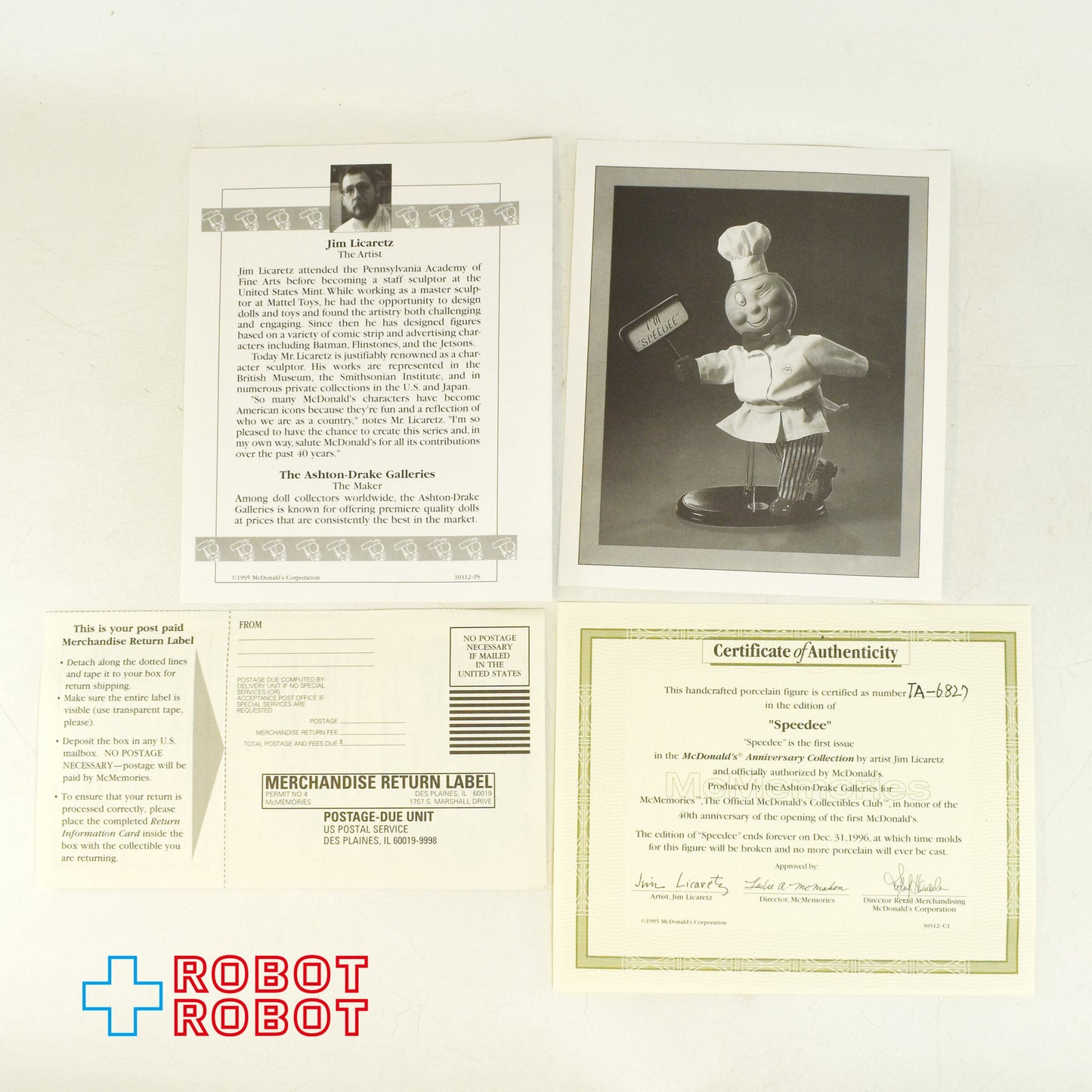マクドナルド マックメモリーズ 40周年記念品 スピーディー 陶器ドール 証明書付き 未組立 箱入
