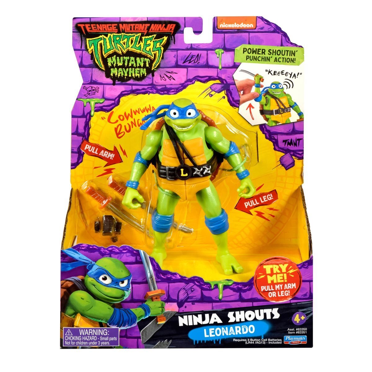 プレイメイツ タートルズ ミュータント・パニック！TMNTデラックス ニンジャ・シャウト レオナルド 5.5インチ サウンドフィギュア 未開封