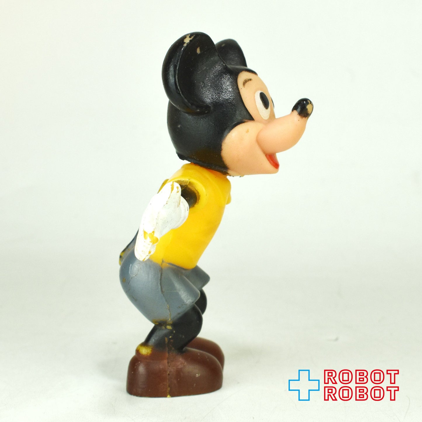メーカー不明 ディズニー ミッキー 腕開き ミニチュア 顔ソフビ プラスチック フィギュア ※難あり