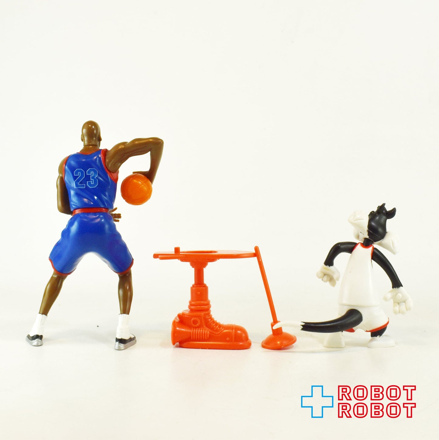 プレイメイツ社 ルーニー・テューンズ スペース・ジャム マイケル・ジョーダン vs シルベスター with スカイスティルト＆プランジャースタッファー アクションフィギュア 1996