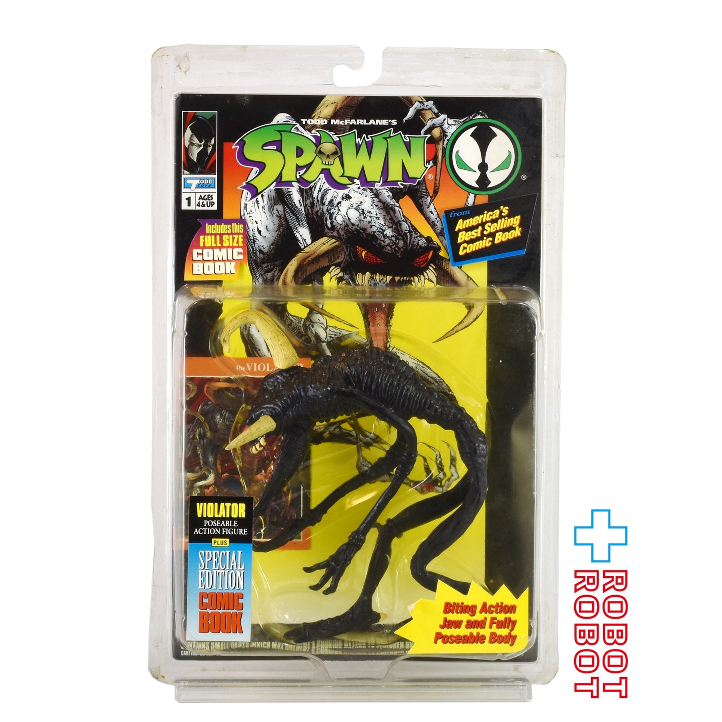 マクファーレン SPAWN シリーズ 1 ブラックバイオレーター w/ コミックブック アクションフィギュア 未開封