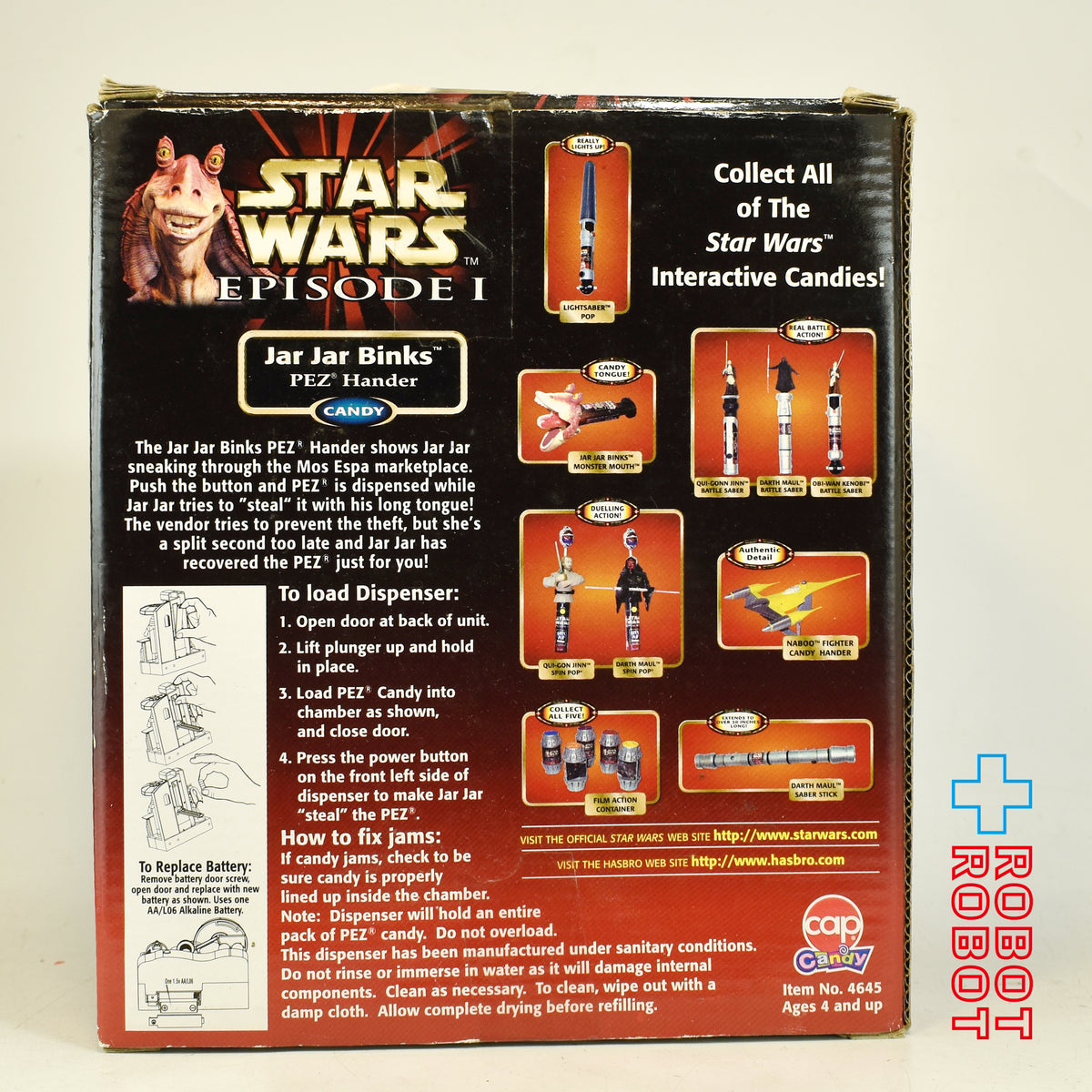 PEZ スター・ウォーズ エピソード1 ジャー・ジャー・ビンクス キャンディーハンダー電動ディスペンサー 開封箱付