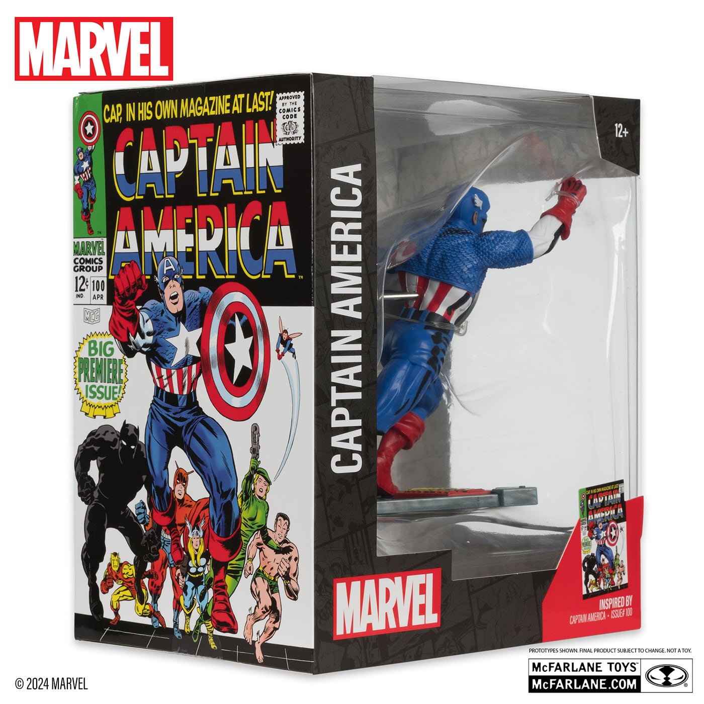 マクファーレン・トイズ マーベル シーン・フィギュア #008 キャプテン・アメリカ ジャック・カービー／Captain America Vol.1 #100 1/6 スタチューフィギュア 未開封