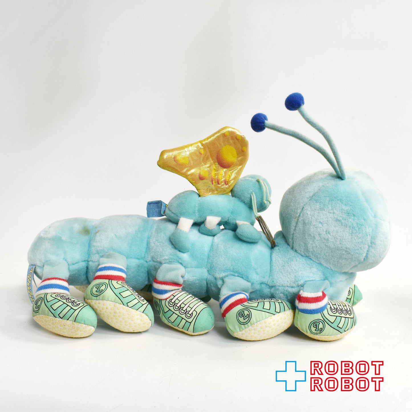 ロッツアロッツアレッグ いもむし ブルー・10本足 ライトアップ & 蝶 キーリング ぬいぐるみ人形 1998