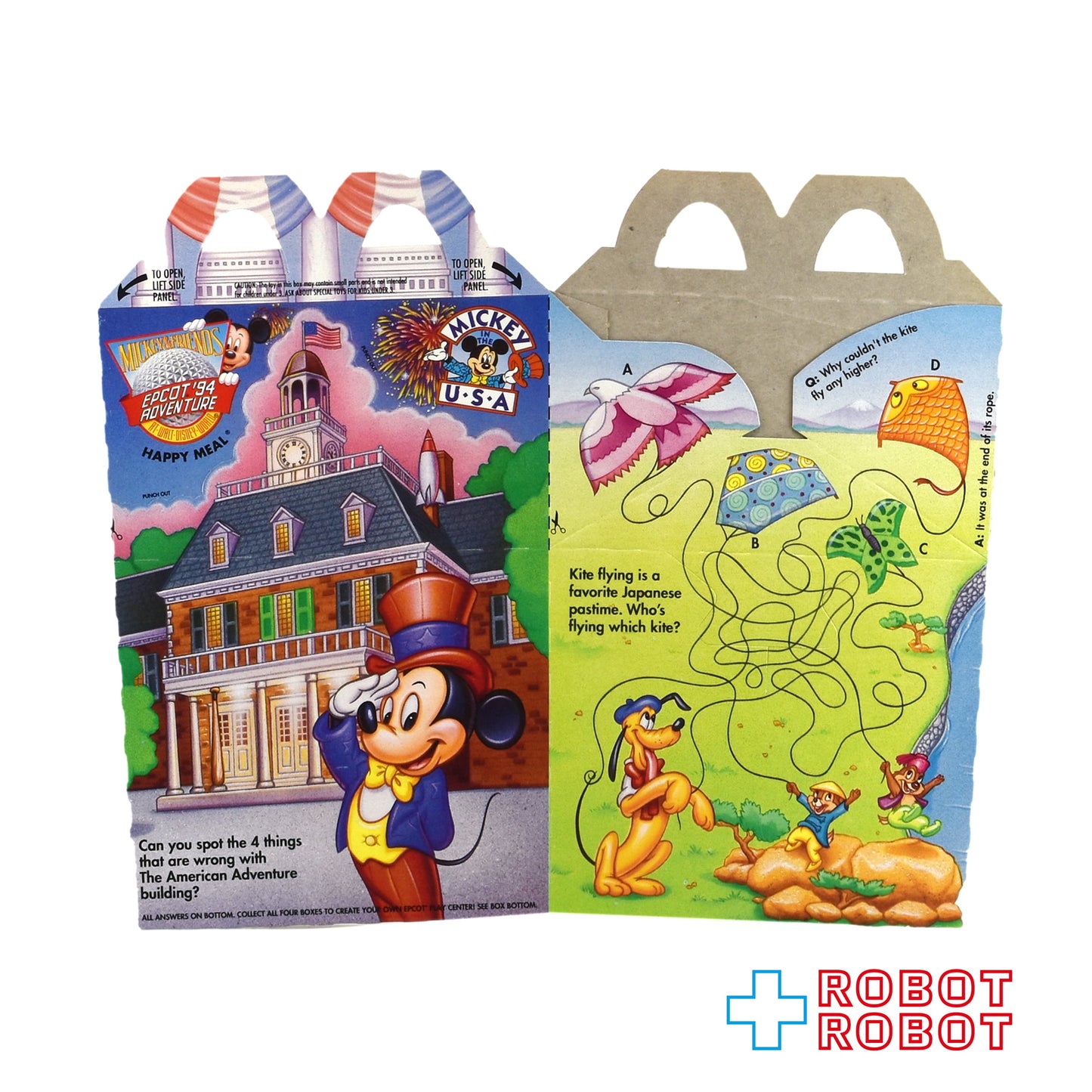 マクドナルド ハッピーセット空箱 エプコット’94 アドベンチャー・アット・ウォルト・ディズニー・ワールド " ミッキー・イン・USA " " デイジー・イン・ジャパン "