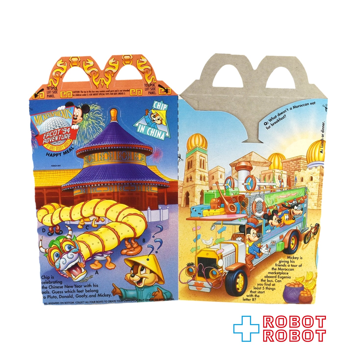 マクドナルド ハッピーセット空箱 エプコット’94 アドベンチャー・アット・ウォルト・ディズニー・ワールド " チップ・イン・チャイナ " " デール・イン・モロッコ "
