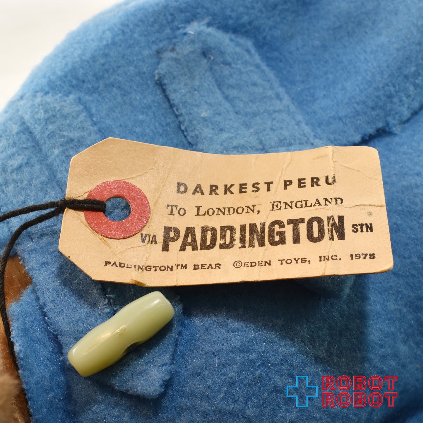 エデン社 パディントン ぬいぐるみ人形 黄色帽子 水色ボタン 36cm 1975 紙タグ付き