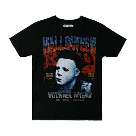 ハロウィン マイケル・マイヤーズ THE TRICK IS TO STAY ALIVE グラフィック Tシャツ ブラック