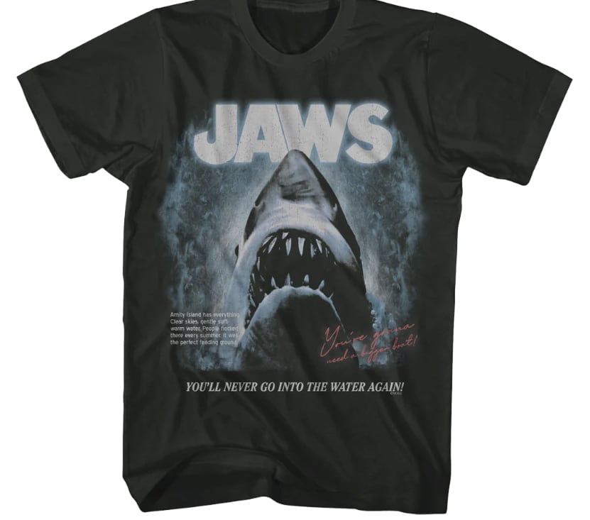 ジョーズ JAWS もう二度と水には入らない グラフィック Tシャツ ブラック アメリカンクラシックス
