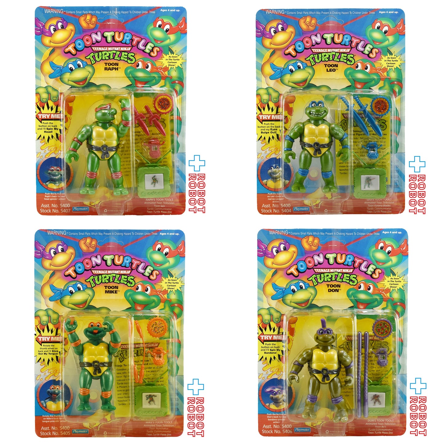 ニンジャ・タートルズ クラシックコレクション TMNT トゥーンタートルズ フィギュア ４種セット 1993 未開封
