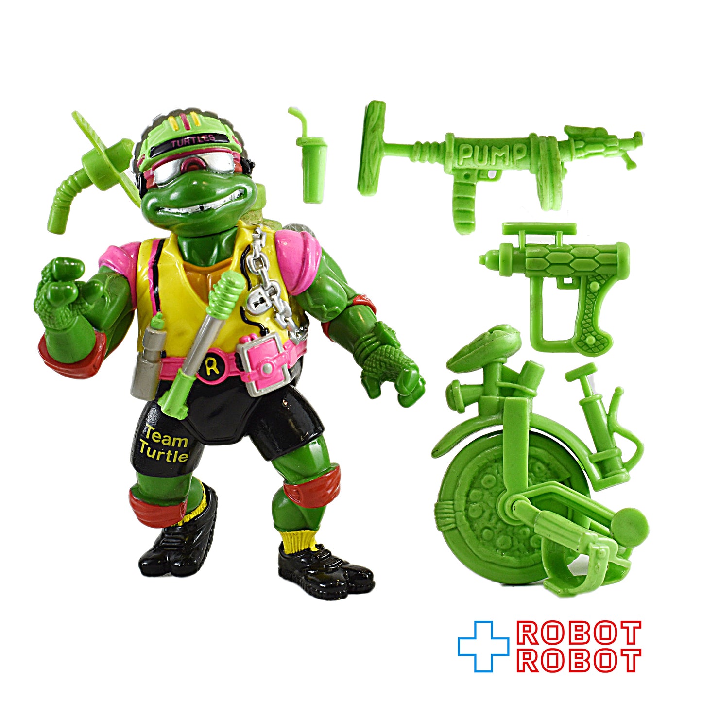 プレイメイツ ティーンエイジ・ミュータント・ニンジャ・タートルズ TMNT ソーヤーサイクリング ラファエロ アクションフィギュア 1992 武器付完品 ルース