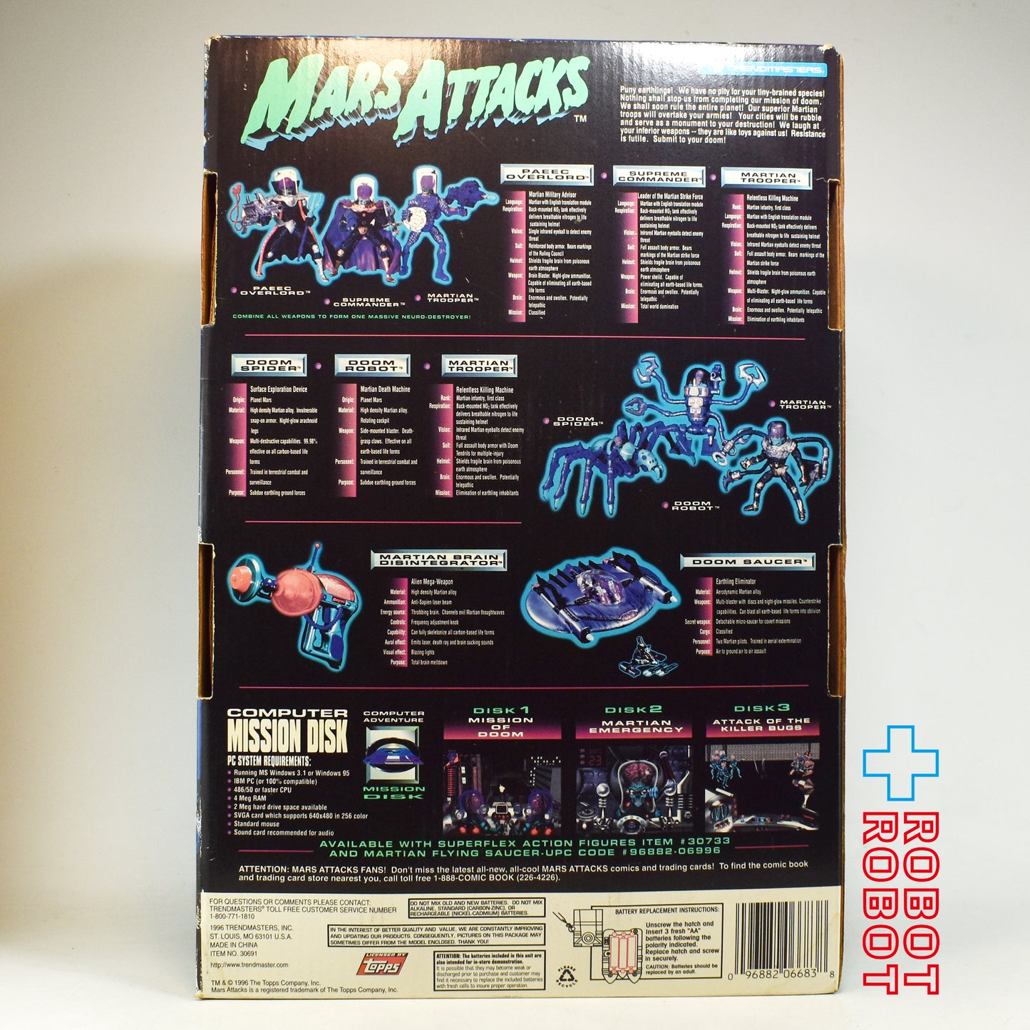 トレンドマスター マーズ・アタック! マーシャン・スーパー・コマンダー 12インチ トーキングアクションフィギュア 1996 箱入
