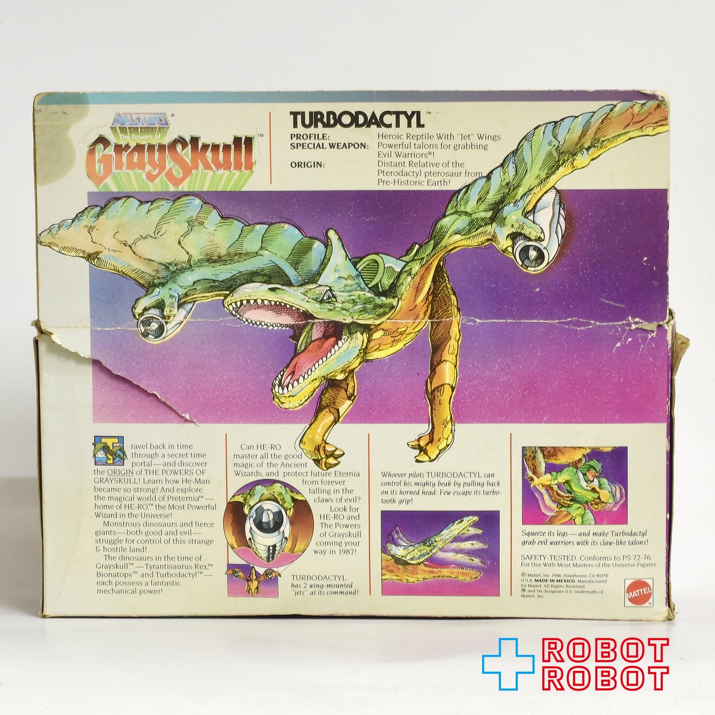 マテル ヒーマン MOTU グレイスカル ターボダクティル アクションフィギュア 1987 箱付 ※難有り