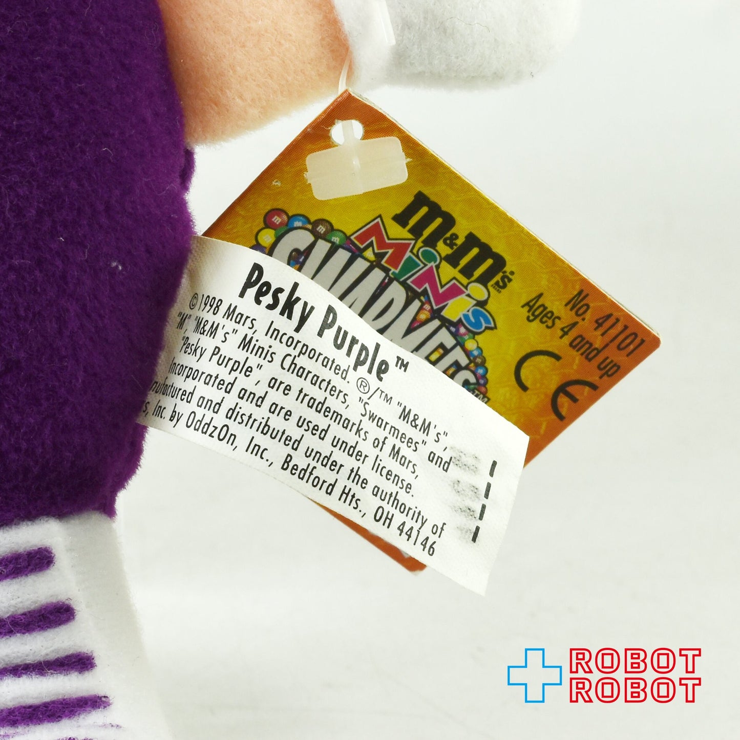 M&M's ミニズ サワーミーズ プラッシュ コレクティブル パープル  エムアンドエムズ ぬいぐるみ人形 1998 紙タグ付き