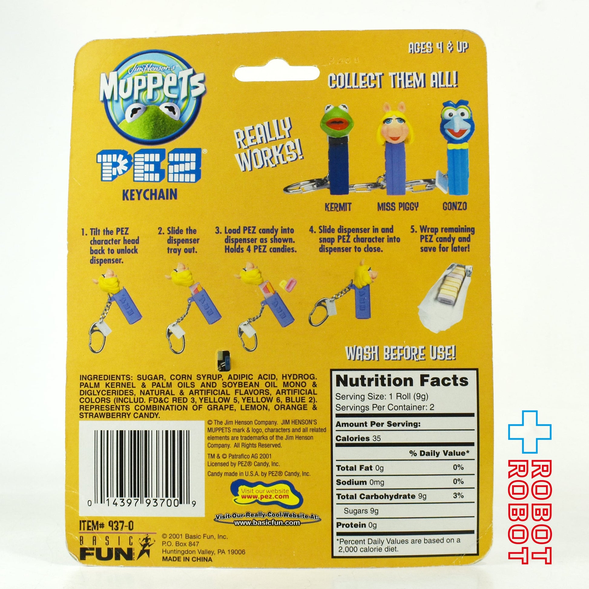 PEZ マペッツ カーミット ミニ キーチェーン 2001 未開封 - ROBOTROBOT