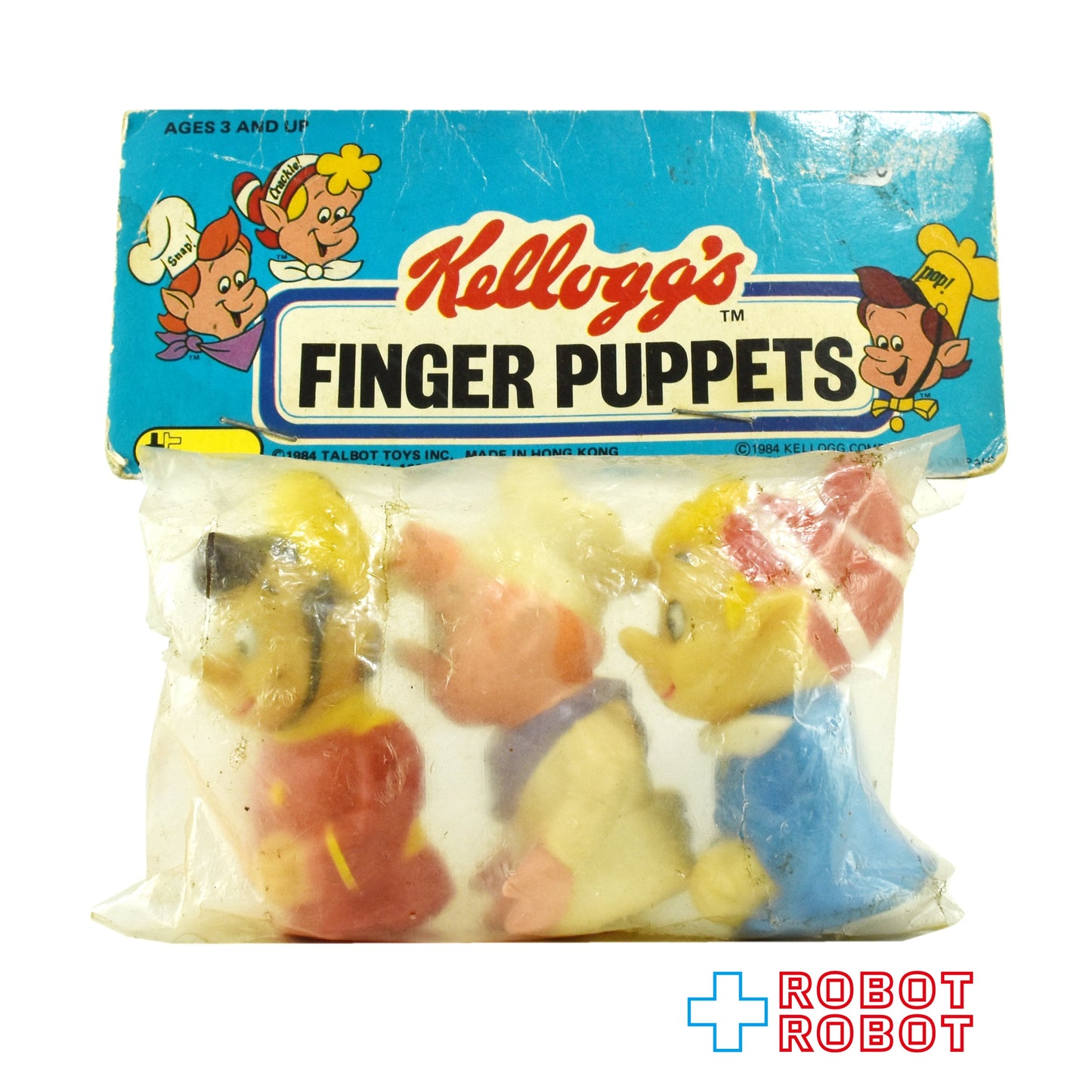 タルボット社 ケロッグ フィンガーパペット スナップ！クラックル！ポップ！ソフビ指人形セット 未開封 1984